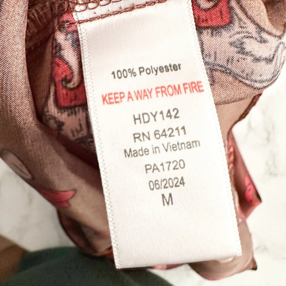 Midnight Bakery Spaghetti Strap Western Print Brown Satin Camisole Size Medium